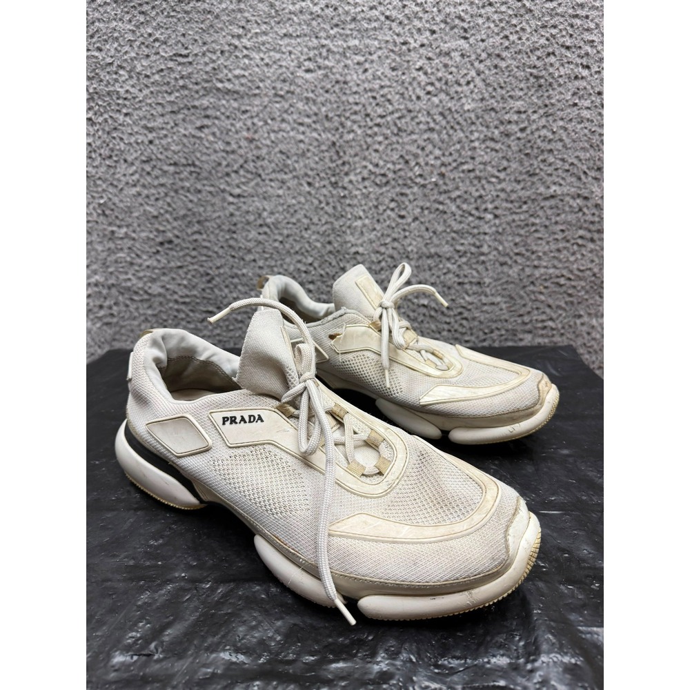 Prada Cloudbust Low Top Lace Up Sneakers White 2EG253 Mens Size 11 US